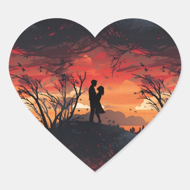 Sticker Cœur Couple amoureux  (Devant)