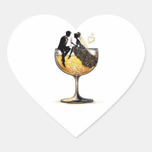 Sticker Cœur Couple au Champagne