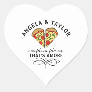 Sticker Cœur Couple d'amour Pizza personnalisé tendance