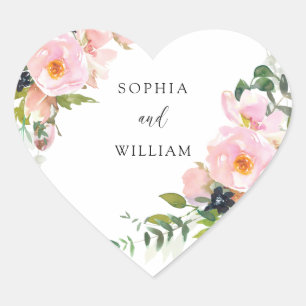 Sticker Cœur Couples couleur rose vif Mariage Fiançailles