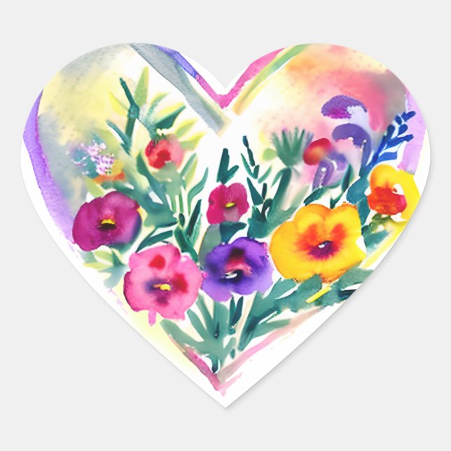 Sticker Cœur Couronne de coeur florale | Pastel Aquarelle Magen (Devant)