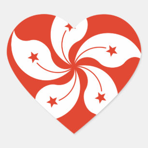 Sticker Cœur Coût bas ! Drapeau de Hong Kong