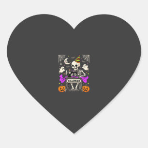 Sticker Cœur Couture de squelette d'Halloween Fantôme Citrouill