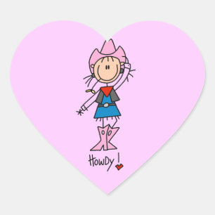 Sticker Cœur Cowgirl en T-shirts roses et cadeaux