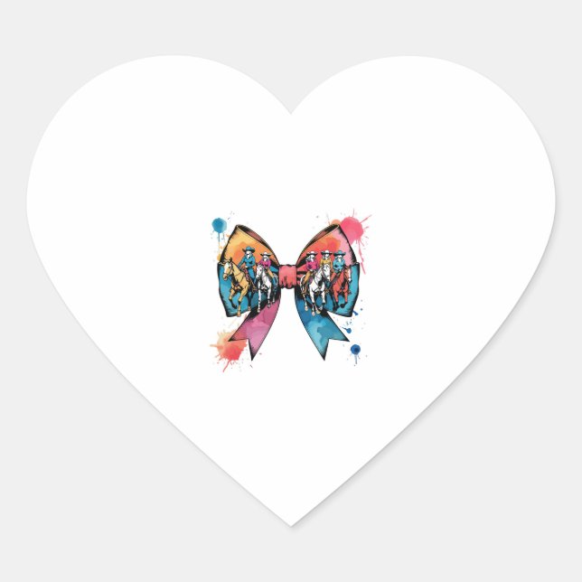 Sticker Cœur Cowgirl équitation Cheval Coquette Bow (Devant)