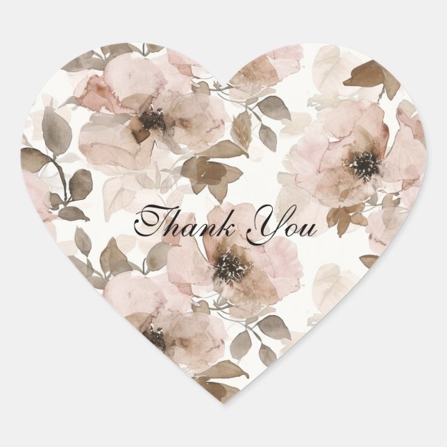 Sticker Cœur Cowgirl Florale Sud-Ouest Rose Marron  (Devant)