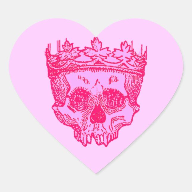 Sticker Cœur Crâne à couronne vintage (Devant)