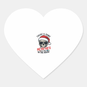Sticker Cœur Crâne de Noël Ho Ho Ho Humour Design