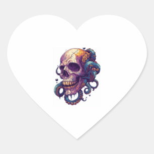 Sticker Cœur Crâne des profondeurs