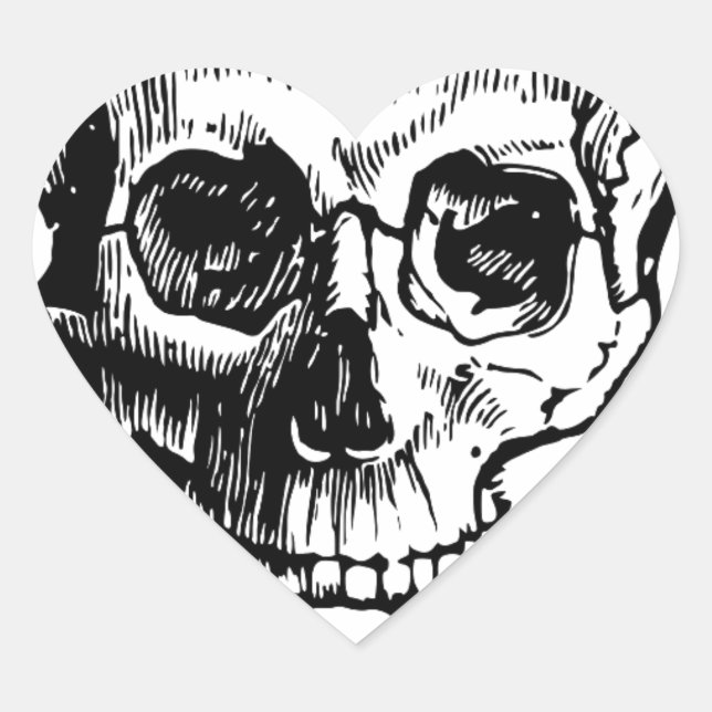Sticker Cœur Crâne et os (Devant)