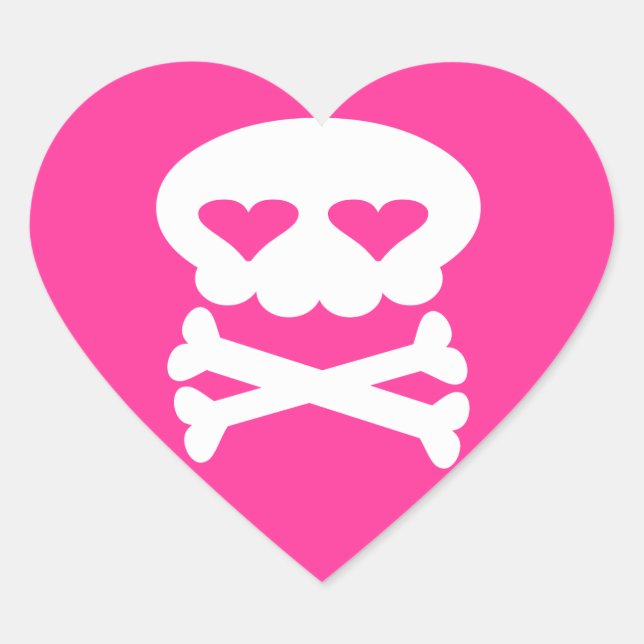 Sticker Cœur Crâne mignon Kawaii (Devant)