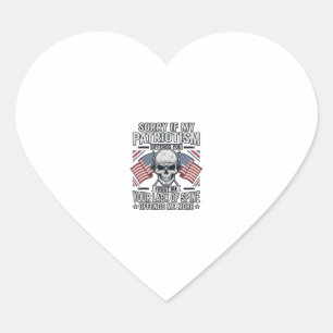 Sticker Cœur Crâne Patriotique Gravure Vintage Citation Vecteur
