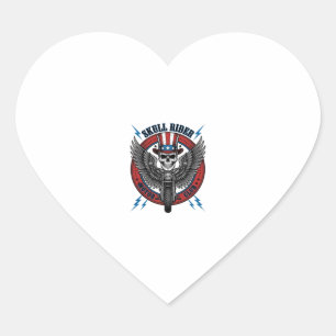 Sticker Cœur Crâne Patriotique Moto Aigle Vintage