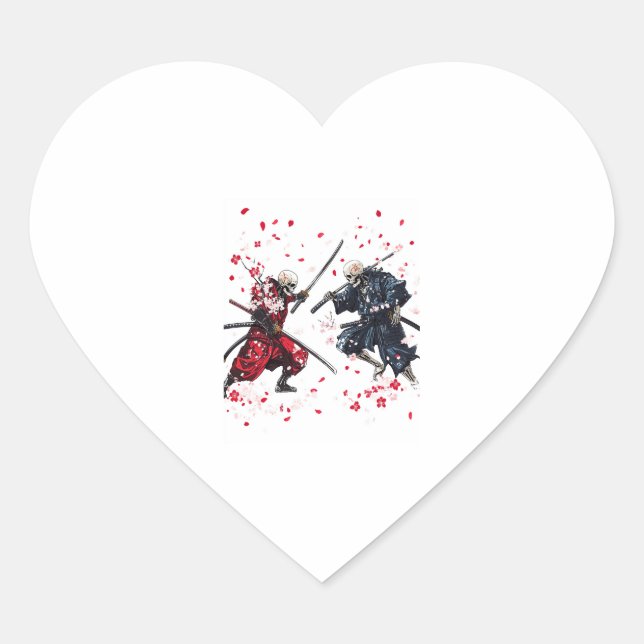 Sticker Cœur Crâne Samurai Duel (Devant)