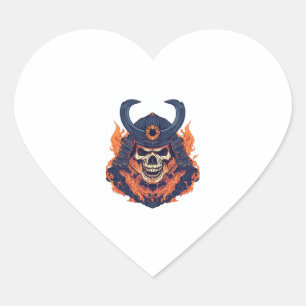 Sticker Cœur Crâne Samurai Oni