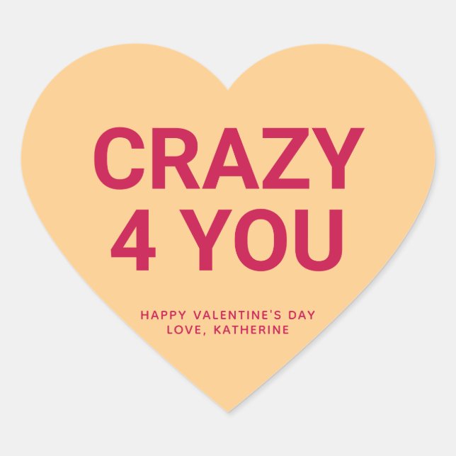 Sticker Cœur Crazy 4 you mignon fun Valentine's Day conversatio (Devant)