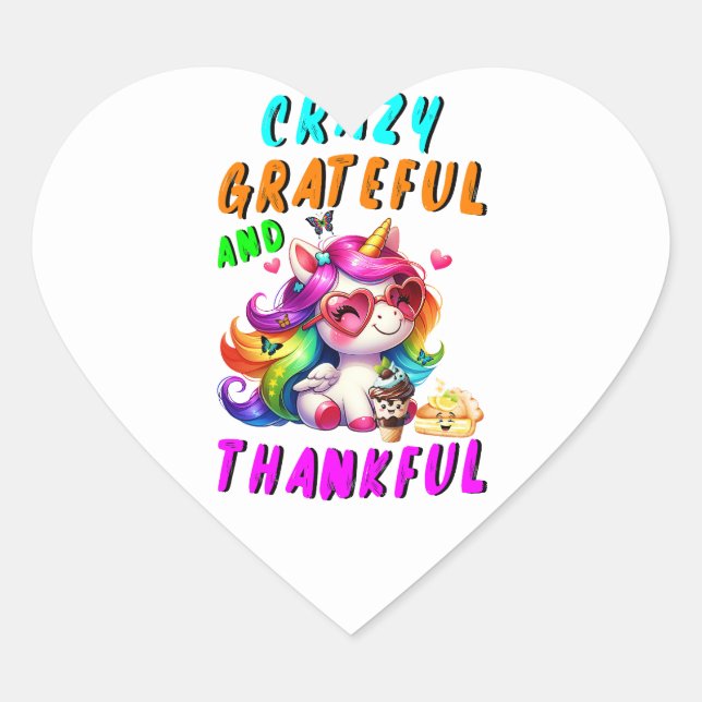 Sticker Cœur Crazy Grateful Et Merci (Devant)