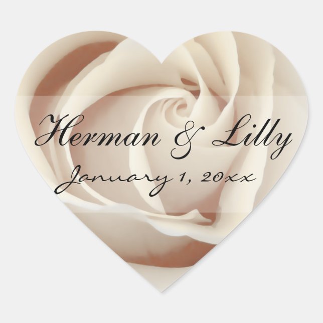 Sticker Cœur Crème de glace Rose blanche Mariage personnalisé (Devant)