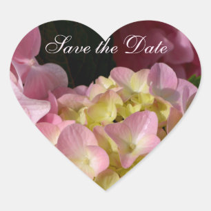Sticker Cœur Crème rose Hydrangeas jaune rose vert floral