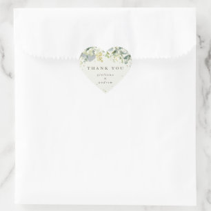 Sticker Cœur Crème Snowberry+Eucalyptus Merci Mariage