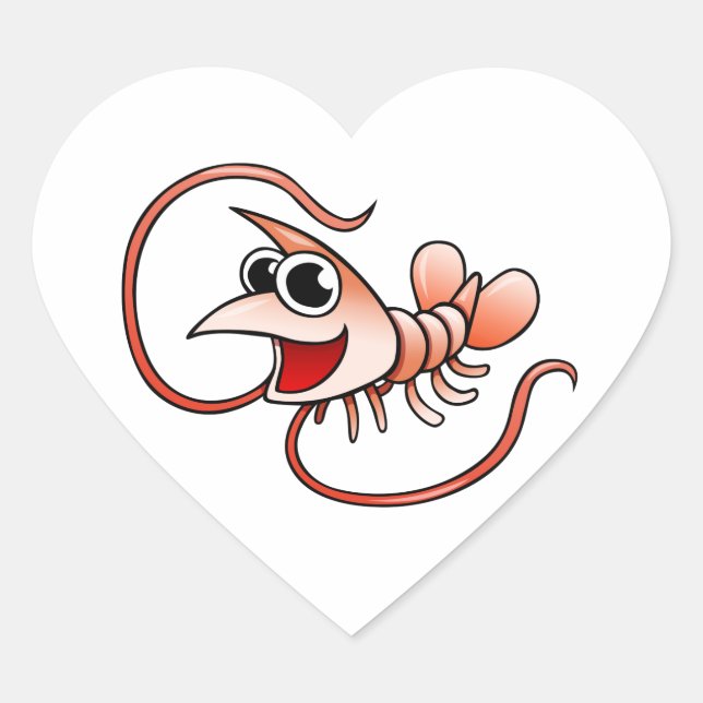 Sticker Cœur Crevettes caricaturales (Devant)