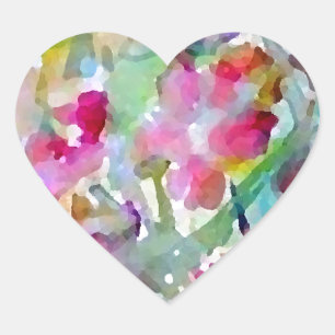 Sticker Cœur CricketDiane Flower Garden Aquarelle Abstraite