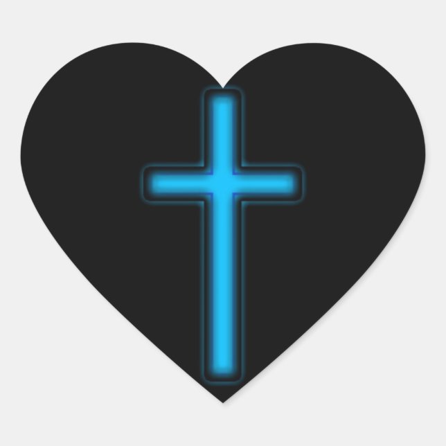 Sticker Cœur Croix bleue (Devant)