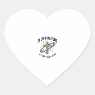 Sticker Cœur Croix chrétienne Glow for Jesus Vintage Vector