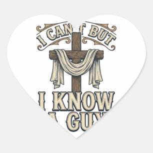 Sticker Cœur Croix Chrétienne Je Connais un Mec Vintage Shirt