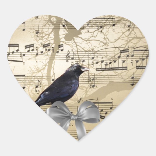 Sticker Cœur Crow sur une feuille de musique (Devant)