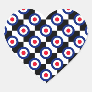 Sticker Cœur Cru de mode de pois de motif de cible de mod