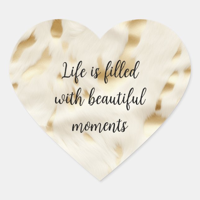 Sticker Cœur Cuir de vache doré blanc du Sud-Ouest  (Devant)