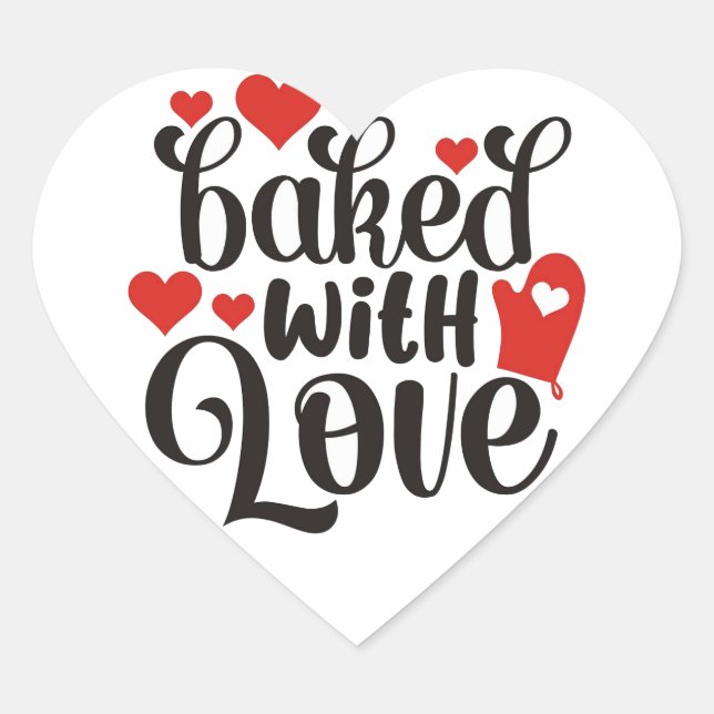 Sticker Cœur "Cuisiné avec Amour" ❤  (Devant)
