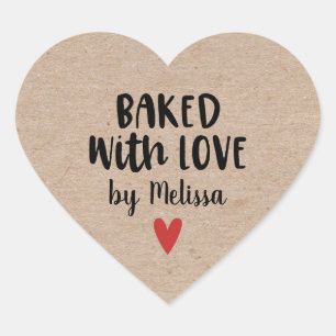 Sticker Cœur Cuisiné avec Amour Kraft Maison