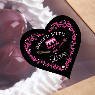 Sticker Cœur Cuit Avec Amour Gâteau Boulangerie d'affaires Whis