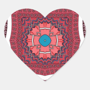 Sticker Cœur Culture traditionnelle sindhi Ajrak Art Motif Impr