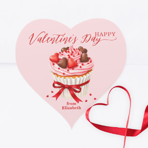 Sticker Cœur Cupcake au chocolat du coeur Saint-Valentin
