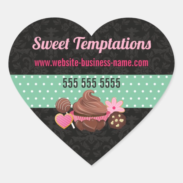 Sticker Cœur Cupcake Cookies Cake Pops Packaging Seals (Devant)