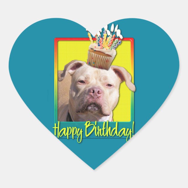 Sticker Cœur Cupcake d'anniversaire - Pitbull - Jersey Girl (Devant)
