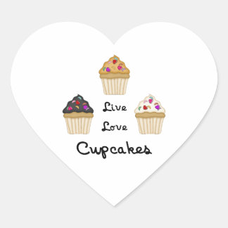 Sticker Cœur Cupcakes Live Love