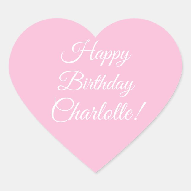 Sticker Cœur Customize with name, Happy Birthday, light pink (Devant)