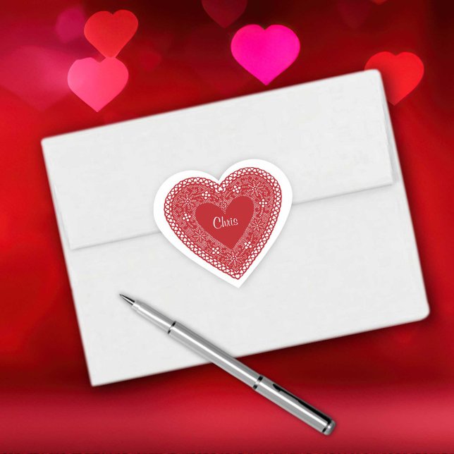 Sticker Cœur Customize Your Vintage Lace Heart (Customize Your Vintage Lace Heart Sticker. Personalize the name!)