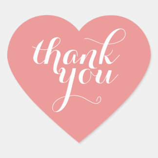 Sticker Cœur CUT MERCI HEART SEAL moderne corail simple