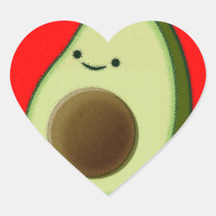 Sticker Cœur Cute Avocado Dans Le Coeur Rouge