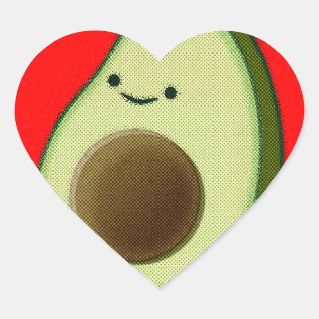 Sticker Cœur Cute Avocado Dans Le Coeur Rouge (Devant)