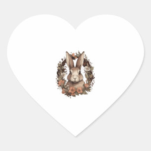 Sticker Cœur Cute Cottagecore Floral Rabbit Femmes esthétiques 