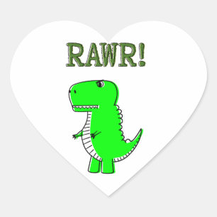 Sticker Cœur Cute et en colère Rex RAWR