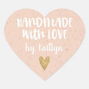 Sticker Cœur Cute Fait À La Main Avec Amour