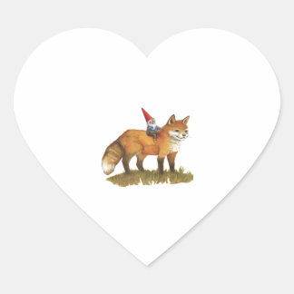 Sticker Cœur Cute Fox Et Son Ami Gnome