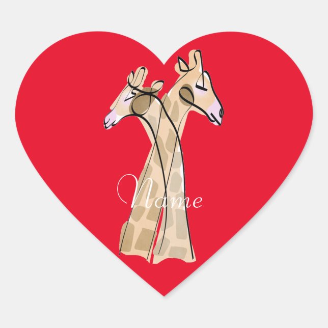 Sticker Cœur Cute Giraffe Couple Thunder_Cove (Devant)